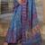 Blue silk blend printed saree with unstitched blouse