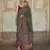 Dark green silk blend printed saree with unstitched blouse