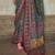 Dark green silk blend printed saree with unstitched blouse