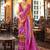 Mustard silk blend printed saree with unstitched blouse