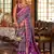 Purple silk blend printed saree with unstitched blouse