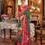 Dark green silk blend printed saree with unstitched blouse