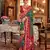 Dark green silk blend printed saree with unstitched blouse