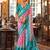 Pink silk blend printed saree with unstitched blouse