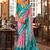 Pink silk blend printed saree with unstitched blouse