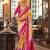 Yellow silk blend printed saree with unstitched blouse