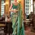 Parrot green silk blend printed saree with unstitched blouse