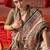 Beige silk blend printed saree with unstitched blouse