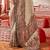 Beige silk blend printed saree with unstitched blouse