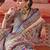 Beige silk blend printed saree with unstitched blouse