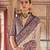 Beige silk blend printed saree with unstitched blouse