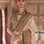 Beige silk blend printed saree with unstitched blouse