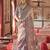 Beige silk blend printed saree with unstitched blouse