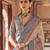 Beige silk blend printed saree with unstitched blouse