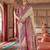 Beige silk blend printed saree with unstitched blouse