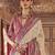 Beige silk blend printed saree with unstitched blouse