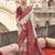White silk blend printed saree with unstitched blouse