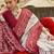 White silk blend printed saree with unstitched blouse