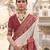 White silk blend printed saree with unstitched blouse