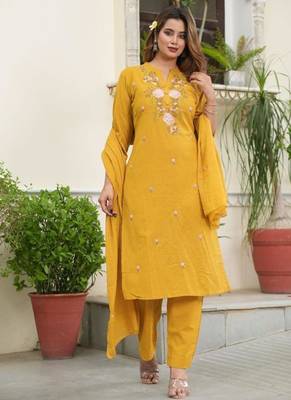 Cotton flex straight kurti pant dupatta set 2