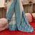 White silk blend printed saree with unstitched blouse