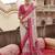 White silk blend printed saree with unstitched blouse
