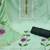 Sea green cotton silk print handwork unstitched dressaterial