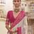 White silk blend printed saree with unstitched blouse