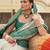 White silk blend printed saree with unstitched blouse