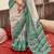 White silk blend printed saree with unstitched blouse