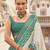 White silk blend printed saree with unstitched blouse