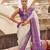 White silk blend printed saree with unstitched blouse