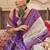 White silk blend printed saree with unstitched blouse