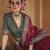 Maroon silk blend printed saree with unstitched blouse