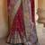 Maroon silk blend printed saree with unstitched blouse