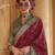 Maroon silk blend printed saree with unstitched blouse