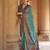 Turquoise silk blend printed saree with unstitched blouse