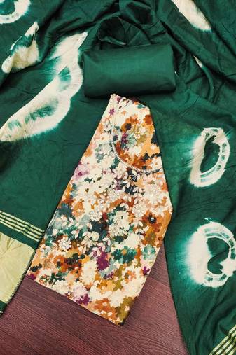 Multi cotton print handwork unstitched dressaterial