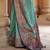 Turquoise silk blend printed saree with unstitched blouse