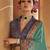Turquoise silk blend printed saree with unstitched blouse