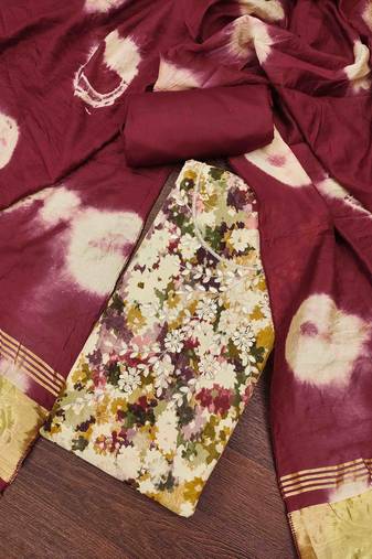 Multi cotton print handwork unstitched dressaterial