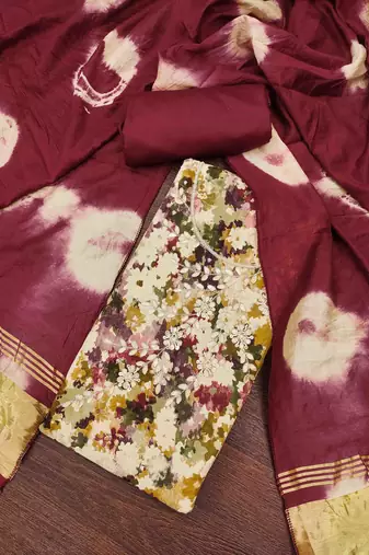 Multi cotton print handwork unstitched dressaterial