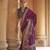 Purple silk blend printed saree with unstitched blouse