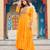 Yellow  faux georgette anarkali gown with laheriya print & kutchi patchwork – navratri special fully stitched dress