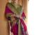 Magenta silk blend printed saree with unstitched blouse