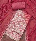 Pink cotton embroidered unstitched dressaterial