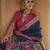Navy blue silk blend printed saree with unstitched blouse