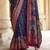 Navy blue silk blend printed saree with unstitched blouse