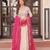 Beige cosmos anarkali gown with pearl & bead embroidered work and pink bandhej dupatta – fully stitched festive wear