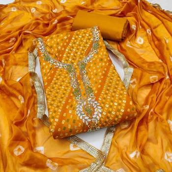Mustard cotton embroidered unstitched dressaterial 2
